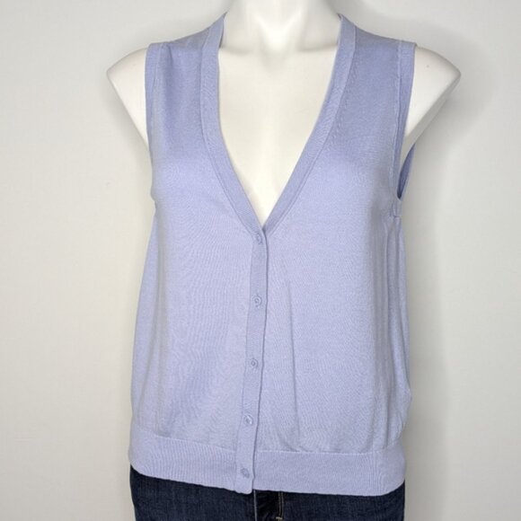 J Crew Factory Purple Blue Periwinkle Sleeveless V Neck Sweater Vest M - Picture 1 of 7